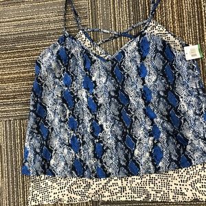 Bar III Blue Snakeskin Printed Tank Top Cami